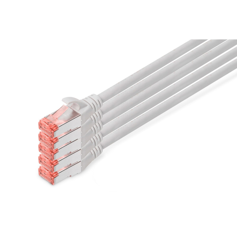 DIGITUS Câble LAN Cat 6-15m - 5 pièces - RJ45 Câble réseau - S/FTP Blindé - Compatible Cat 6A & Cat 7 - Gris DIGITUS Câble LAN Cat 6-15m - 5 pièces - RJ45 Câble réseau - S/FTP Blindé - Compatible Cat 6A & Cat 7 - Gris