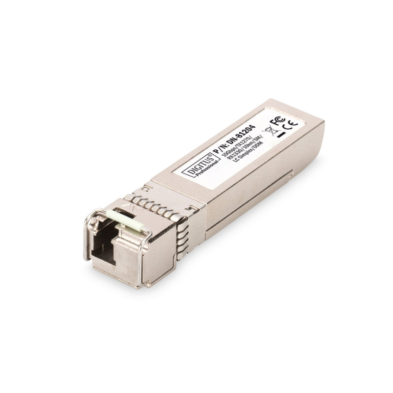 DIGITUS Module SFP+ Universel - 10 Gbit/s - Mini GBIC - pour câble à Fibre Optique monomode - LC Simplex - bidirectionnel - TX12 DIGITUS Module SFP+ Universel - 10 Gbit/s - Mini GBIC - pour câble à Fibre Optique monomode - LC Simplex - bidirectionnel - TX12