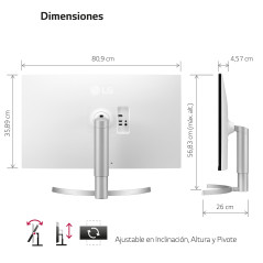 LG Electronics Ultrafine™ 27UP85NP-W Ecran PC 27' - Dalle IPS résolution UHD 4K (3840x2160), 5ms 60Hz, DisplayHDR™400, DCI-P3 95