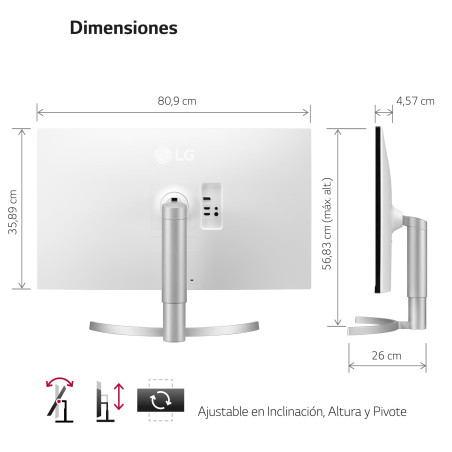 LG Electronics Ultrafine™ 27UP85NP-W Ecran PC 27' - Dalle IPS résolution UHD 4K (3840x2160), 5ms 60Hz, DisplayHDR™400, DCI-P3 95