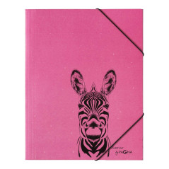 Pagna 21658-34 Zebra Classeur à élastique en carton 3 rabats DIN A4