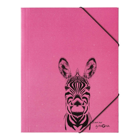Pagna 21658-34 Zebra Classeur à élastique en carton 3 rabats DIN A4