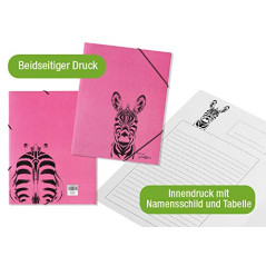 Pagna 21658-34 Zebra Classeur à élastique en carton 3 rabats DIN A4