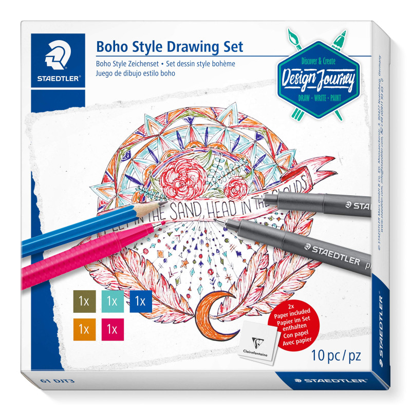 Staedtler 61 Djt3 design Journey ensemble de dessin Style Boho Staedtler 61 Djt3 design Journey ensemble de dessin Style Boho