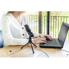 Trust Mico Microphone PC à Condensateur, Micro de Studio USB, pour Ordinateur de Bureau ou Portable, avec Support Trépied, pour