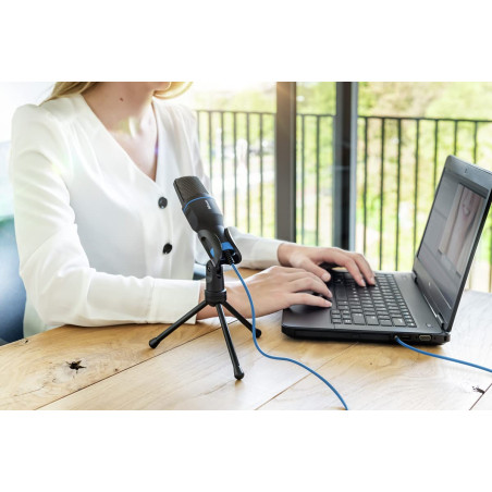 Trust Mico Microphone PC à Condensateur, Micro de Studio USB, pour Ordinateur de Bureau ou Portable, avec Support Trépied, pour