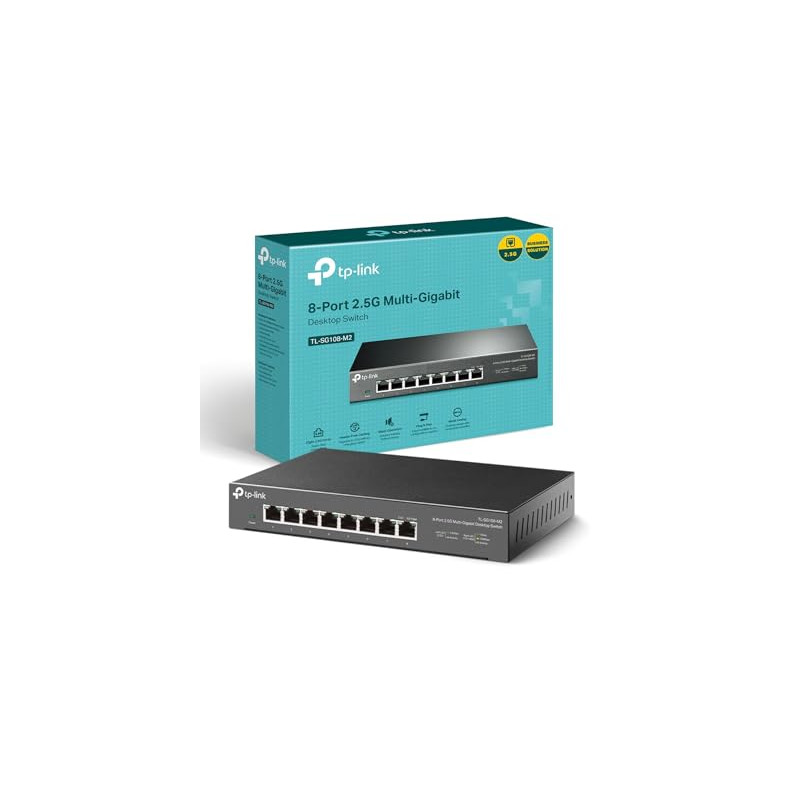 TP-Link Switch 2.5 Gigabit 8 Ports, Boitier Métal, Silencieux sans Ventilateur, Plug-and-Play, Protection à Vie, 100/1000/2500Mb TP-Link Switch 2.5 Gigabit 8 Ports, Boitier Métal, Silencieux sans Ventilateur, Plug-and-Play, Protection à Vie, 100/1000/2500Mb