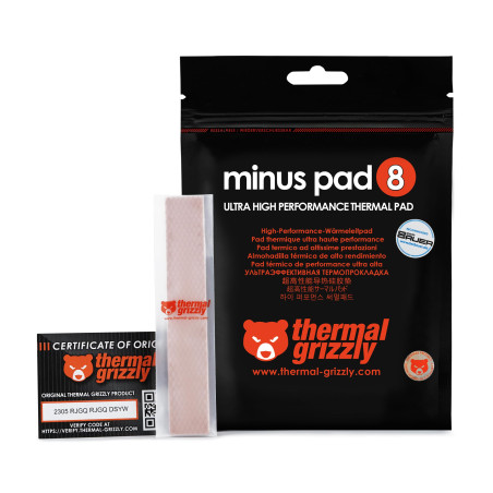 Thermal Grizzly - Minus Pad 8 (120x20x0,5mm / 2 pièces) - Chauffage autocollant conducteur et refroidissant - Elastique et adapt