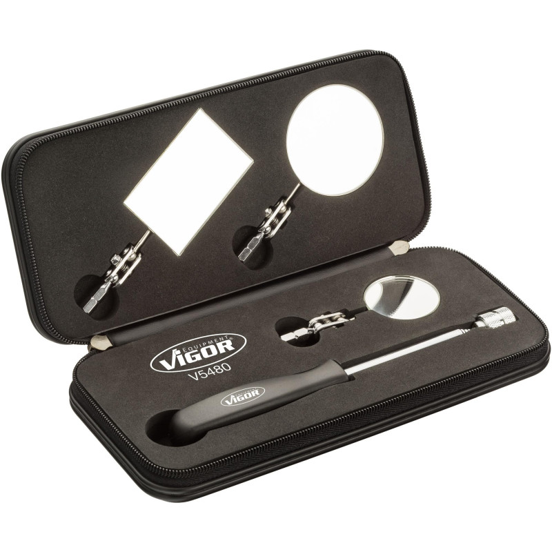 ViGOR Jeu de miroirs télescopiques V5480 I Extensible de 200 à 680 mm I 3 miroirs différents I Pour l'inspection visuelle des en ViGOR Jeu de miroirs télescopiques V5480 I Extensible de 200 à 680 mm I 3 miroirs différents I Pour l'inspection visuelle des en