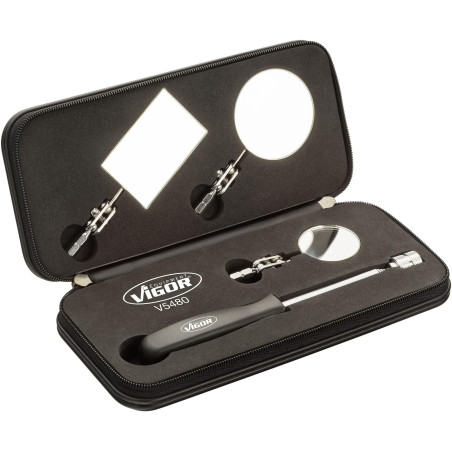 ViGOR Jeu de miroirs télescopiques V5480 I Extensible de 200 à 680 mm I 3 miroirs différents I Pour l'inspection visuelle des en