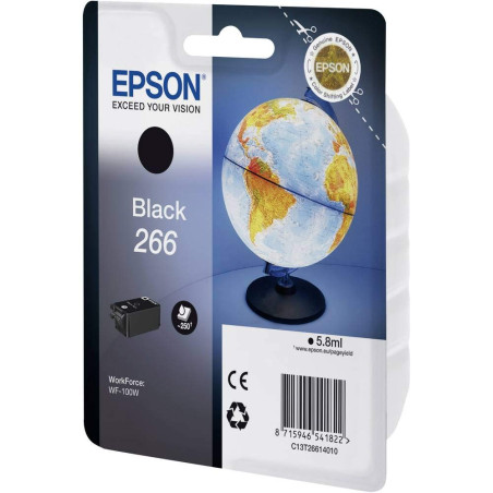 Epson 266 Globe Noir, Cartouche d'encre d'origine, WF-100W WF-110W