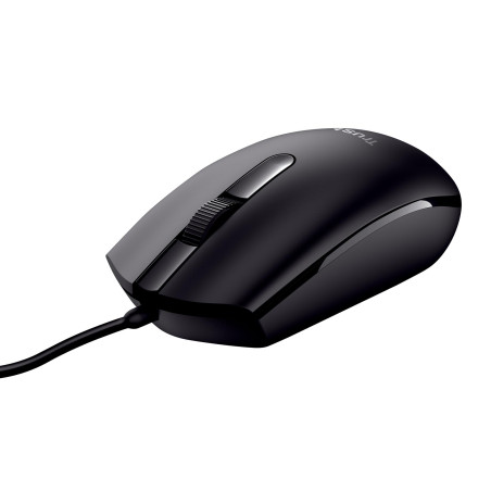 Trust Basi Souris Filaire à 3 Boutons, Câble USB de 160 cm, Mac/PC/Ordinateur - Noir