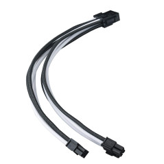 Silverstone SST-PP07E-EPS8BW - 30cm EPS 8pin vers EPS/ATX 4+4pin Cable d'extension manchonné, Noir + Blanc