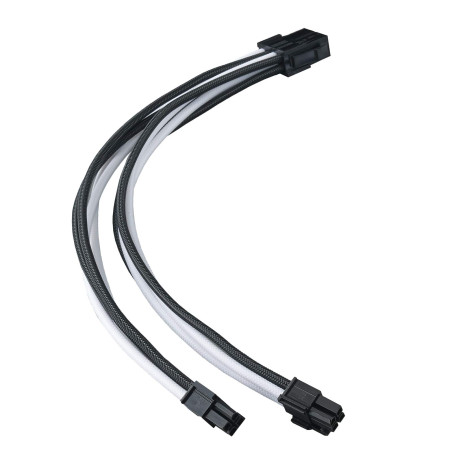 Silverstone SST-PP07E-EPS8BW - 30cm EPS 8pin vers EPS/ATX 4+4pin Cable d'extension manchonné, Noir + Blanc