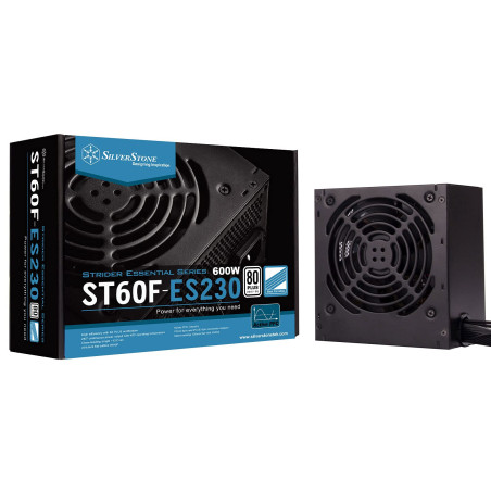 Silverstone SST-ST60F-ES230 - Série Strider Essential, 600W 80 Plus 230V EU ATX Alimentation PC, Bruit réduit, 120mm