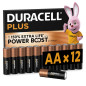 DURACELL Plus Piles AA (Lot de 12) – Piles Alcalines 1,5 V–Durent jusqu’à 150 % plus longtemps grâce aux Actifs POWER BOOST–Fiab