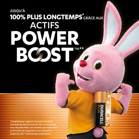 DURACELL Plus Piles AAA (Lot de 12) – Piles Alcalines 1,5 V–Durent jusqu’à 100 % plus longtemps grâce aux Actifs POWER BOOST–Fia