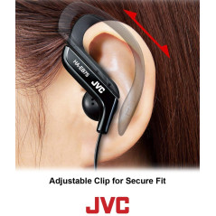 JVC, Ecouteurs Clip Oreille Sport réglable pour Un Ajustement Parfait, HA-EB75-BN-U (Noir)
