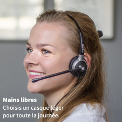 GEQUDIO Casque Filaire avec Embout USB-A Compatible avec PC et Mac - Câble de raccordement Inclus - Très léger: 60g