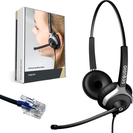 GEQUDIO Casque Filaire Compatible avec téléphones Cisco avec Embout RJ - Câble de raccordement Inclus - Très léger: 80g