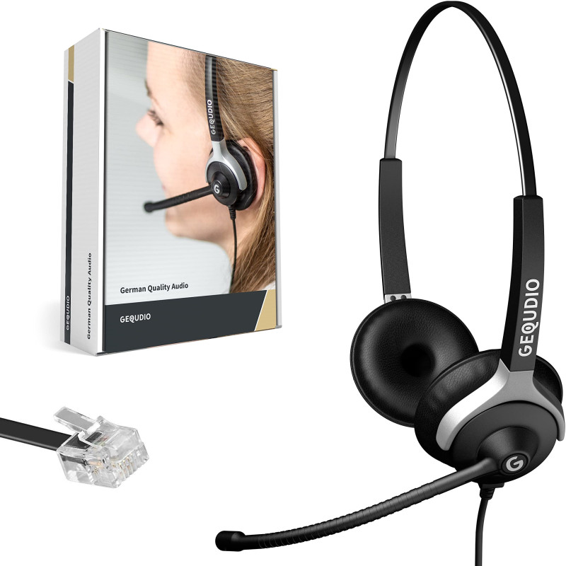 GEQUDIO Casque Filaire Compatible avec téléphones Unify OpenStage 30 40 60 80 OpenScape, innovaphone avec Embout RJ - Câble de r GEQUDIO Casque Filaire Compatible avec téléphones Unify OpenStage 30 40 60 80 OpenScape, innovaphone avec Embout RJ - Câble de r