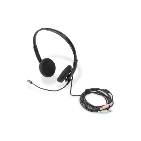 DIGITUS Casque Arceau stéréo AV. réduction de Bruit 3,5mm