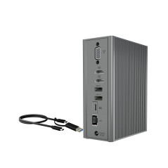 ICY BOX Station d'accueil USB-C (16-en-1) avec 2x HDMI & 1x VGA, Docking Station USB-C pour Ordinateur Portable (Gigabit Etherne