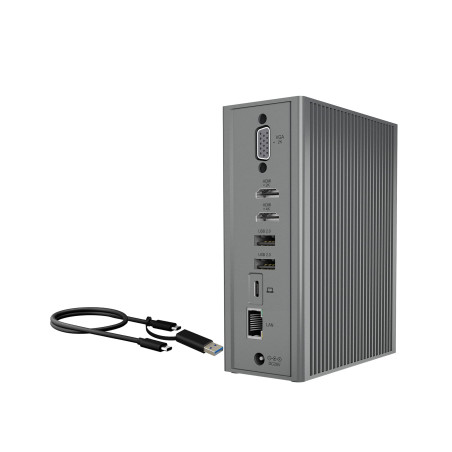 ICY BOX Station d'accueil USB-C (16-en-1) avec 2x HDMI & 1x VGA, Docking Station USB-C pour Ordinateur Portable (Gigabit Etherne