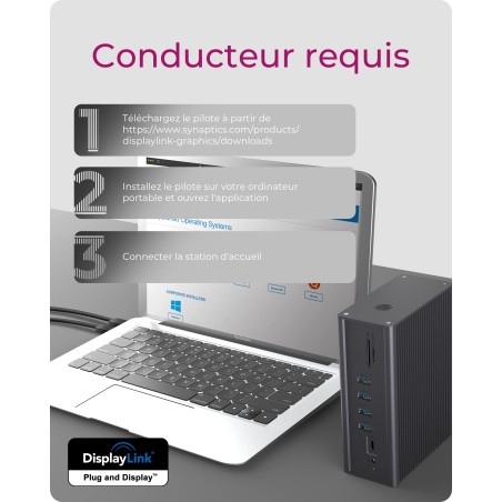 ICY BOX Station d'accueil USB-C (16-en-1) avec 2x HDMI & 1x VGA, Docking Station USB-C pour Ordinateur Portable (Gigabit Etherne