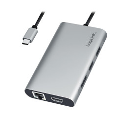 LogiLink UA0382 - Station d'accueil USB 3.2 (Gen 1) avec 8 Ports et PD (Power Delivery) 100 W, 1 Port USB-C (PD), 2 Ports USB 3.