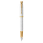 Parker IM stylo plume | Laqué perle Premium avec attributs dorés | Pointe moyenne avec cartouche d’encre bleue | Coffret cadeau