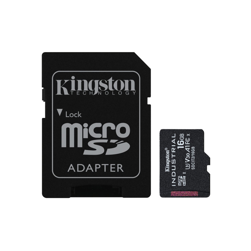 Kingston Industrial microSD - 16Go microSDHC Industrial C10 A1 pSLC carte + adaptateur SD - SDCIT2/16GB Kingston Industrial microSD - 16Go microSDHC Industrial C10 A1 pSLC carte + adaptateur SD - SDCIT2/16GB