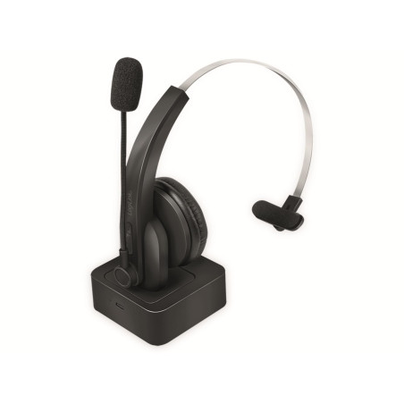LogiLink BT0059 BT Casque Mono avec Station de Charge, Microphone Noir Standard