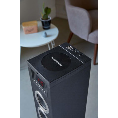 THOMSON Tour de Son Bluetooth avec Lecteur CD, Enceinte Colonne Hifi 60W, Radio FM, Port Aux et USB, MP3 et Affichage LED - Noir