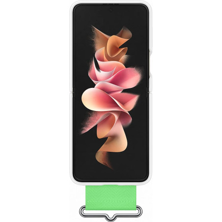 Coque Samsung G Z Flip 3 Silicone avec lanière Blanc Samsung