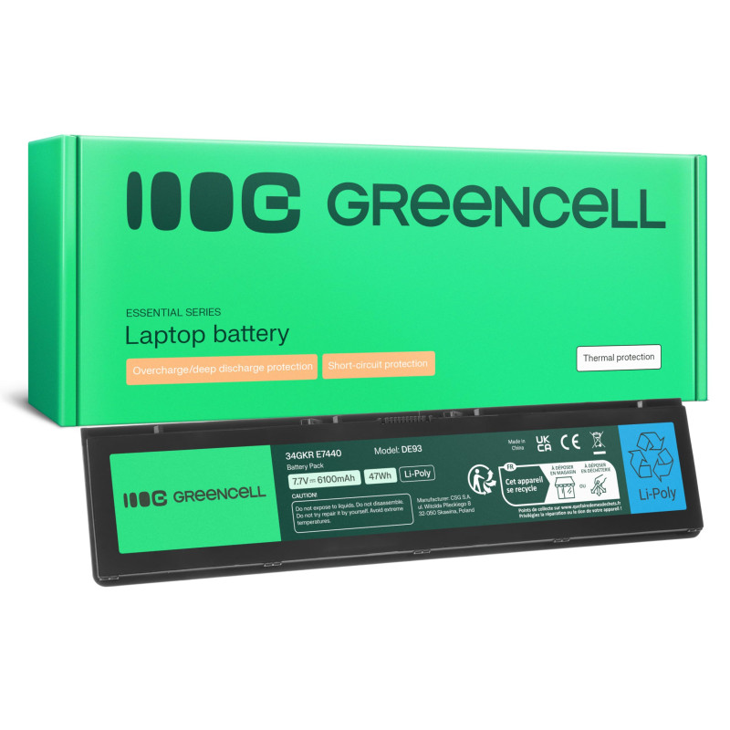 Green Cell Batterie pour Dell Latitude E7440 E7450 (Nombre de cellulos 4, 4500 mAh, 7.4-7.6 V, couloure Heri) 2430 2900 2930 293 Green Cell Batterie pour Dell Latitude E7440 E7450 (Nombre de cellulos 4, 4500 mAh, 7.4-7.6 V, couloure Heri) 2430 2900 2930 293