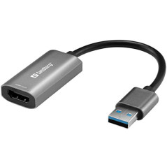 Sandberg Adaptateur HDMI Capture Link vers USB, 4K HDMI vers USB-A, Full HD 1080p 30FPS, Capture Vidéo pour Streaming et Enregis
