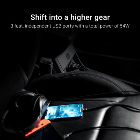 Green Cell PowerRide 54W Chargeur de Voiture USB 3 Ports, Allume-Cigare Ultra Charge Compatible avec iPhone 13 12 11 XS X SE Sam