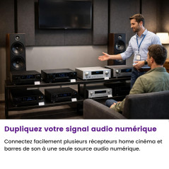 Doubleur Optique - Marmitek Split TS14 - Toslink Audio Splitter - Repartiteur SPDIF - 1 entrée / 4 sorties - 192 kHz - aucune pe