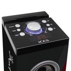 iCES IBT-6 Enceinte Bluetooth sur Pied - 40 W RMS - Radio FM PLL - Entrée USB - Emplacement pour Carte SD - Entrée AUX - avec té