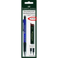 FABER-CASTELL 133496 - Porte-mine GRIP avec 12 mines, dureté: B, épaisseur de mine: 0,5 mm, pas de choix de couleur possible