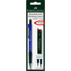 FABER-CASTELL 133496 - Porte-mine GRIP avec 12 mines, dureté: B, épaisseur de mine: 0,5 mm, pas de choix de couleur possible
