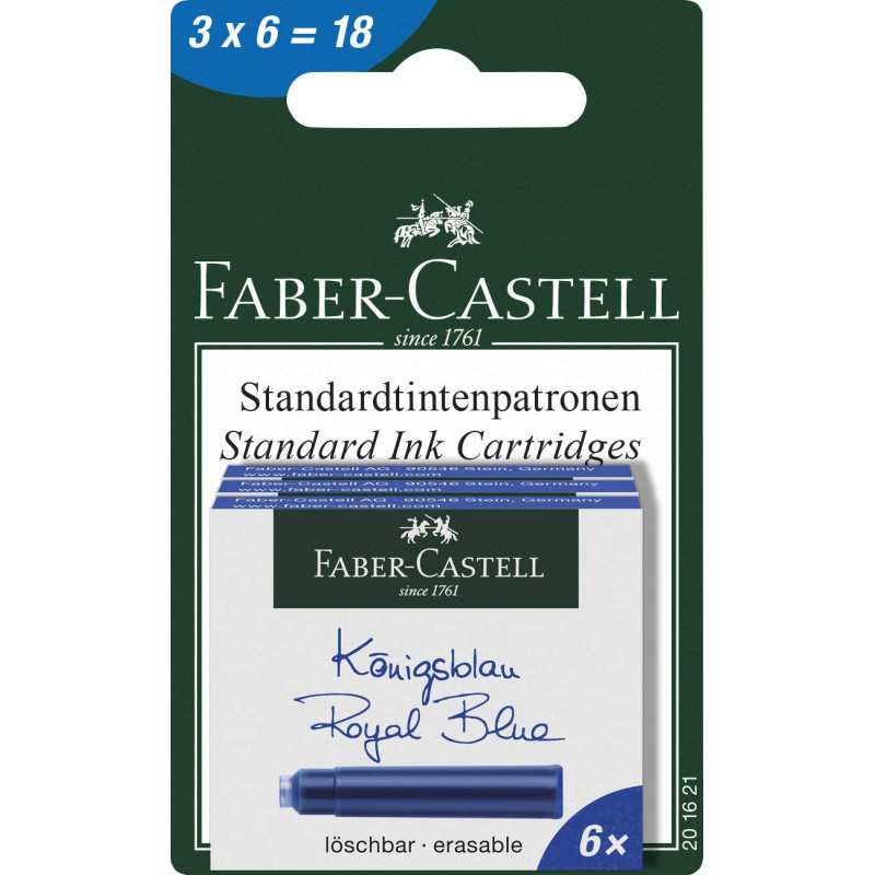 Faber-Castell 201621 Cartouches d'encre, 3 boîtes de 6 cartouches chacune Faber-Castell 201621 Cartouches d'encre, 3 boîtes de 6 cartouches chacune