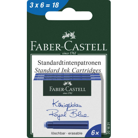 Faber-Castell 201621 Cartouches d'encre, 3 boîtes de 6 cartouches chacune