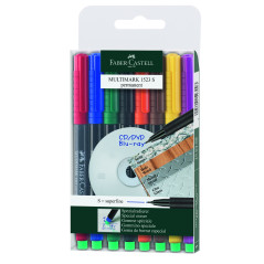 FABER-CASTELL 152309 - Marqueurs permanents MULTIMARK, épaisseur: S, étui de 8