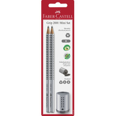 FABER-CASTELL 183797 - Set de crayons Grip 2001 avec 2 crayons à dessin et 1 taille-crayon