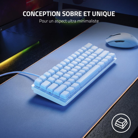 Razer Phantom Pudding Keycap Upgrade Set - White rétroéclairage RGB Chroma, Cadran numérique Multifonction, Repose-Poignets Ergo
