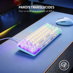 Razer Phantom Pudding Keycap Upgrade Set - White rétroéclairage RGB Chroma, Cadran numérique Multifonction, Repose-Poignets Ergo
