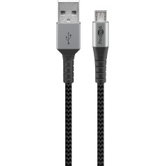 goobay 49282 Câble micro USB – Câble textile extra robuste de qualité supérieure avec connecteurs métalliques – 1 m