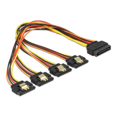 DeLock Câble SATA 15 broches mâle 4 x SATA femelle 15 broches Noir/rouge